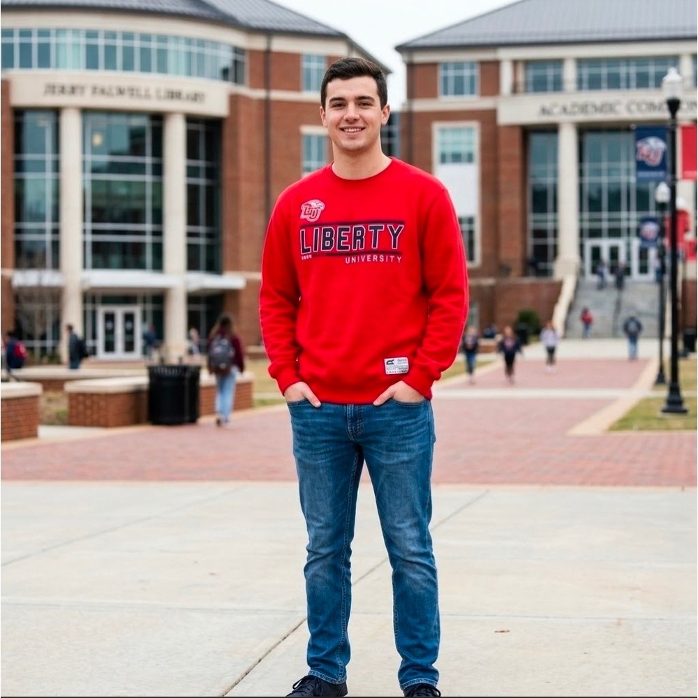 Liberty University LU Flames Sweatshirt Mens Medium Red Colosseum Athletics